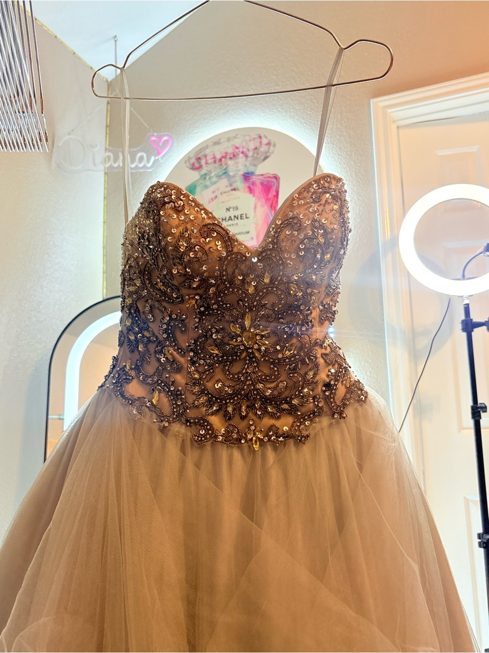 Terani Couture Silver Embellished Tulle Party Dress - Picture 2 of 7